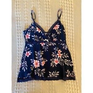 Marilyn Monroe Navy & Pink Flowers Lacey Camisole Women’s Size Medium Sexy